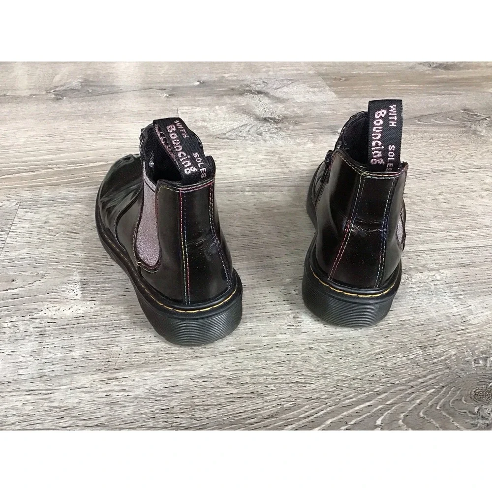 Dr. Martens Youth Girls Size 2 Boots 2976 T Sparkle Rays Glitter Leather Zip